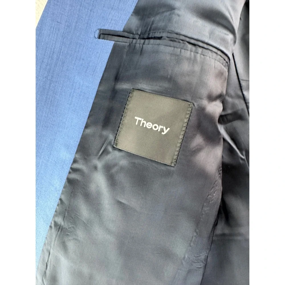 Theory Chambers New Tailor 2 Blue Wool Blend Suit Blazer Jacket Mens Size 38R - Picture 5 of 16